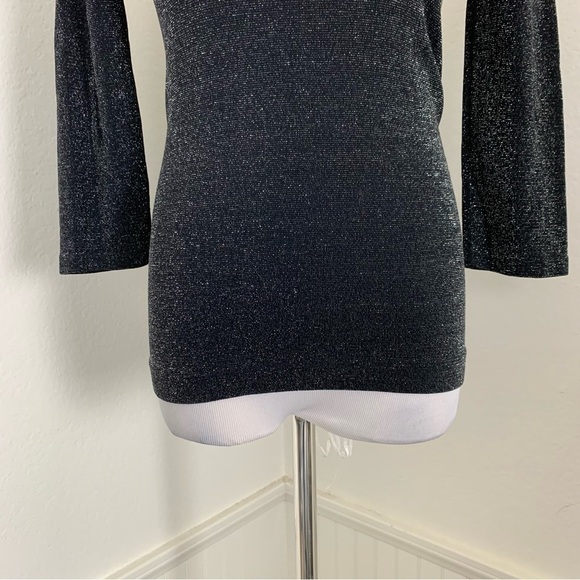 Vintage 90s/Y2k Bebe Metallic Silver stretch Top Back Cut Out - Picture 8 of 12